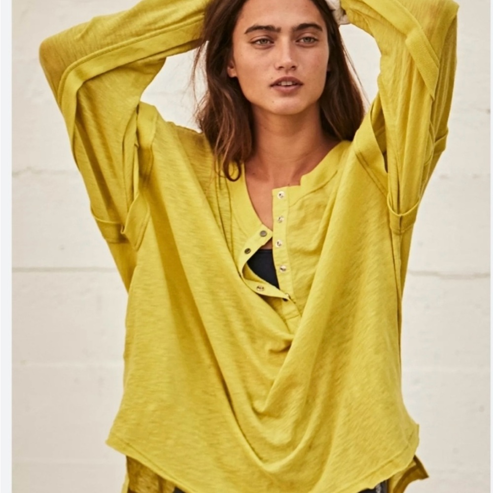Free People FP Movement Lime Green Henley